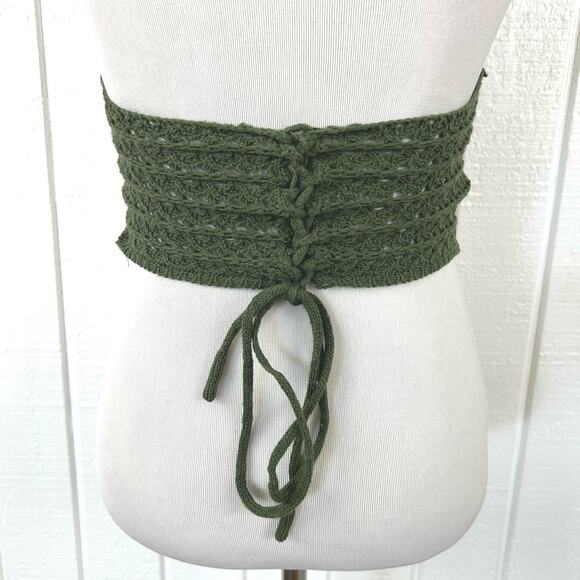 Women Sleeveless Crotchet Knit Tank Top Fairy Grunge Beach Green Boho Size XS/S - Picture 4 of 4